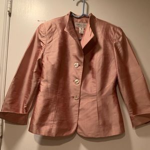 Saville raw silk suit jacket rose pink 8P